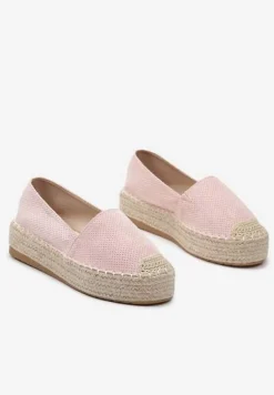 Różowe Casualowe Espadryle na Grubej Podeszwie Ozdobionej Plecionką Honorelle