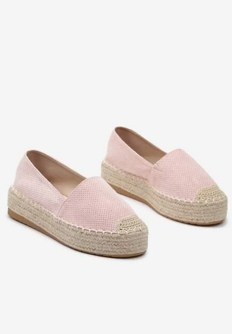 Różowe Casualowe Espadryle na Grubej Podeszwie Ozdobionej Plecionką Honorelle