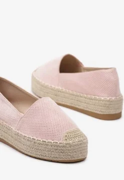 Różowe Casualowe Espadryle na Grubej Podeszwie Ozdobionej Plecionką Honorelle