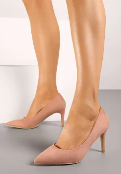 Różowe Casualowe Szpilki Vices z Wkładką ze Skóry Naturalnej Cleinae