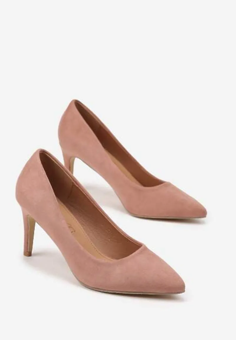 Różowe Casualowe Szpilki Vices z Wkładką ze Skóry Naturalnej Cleinae