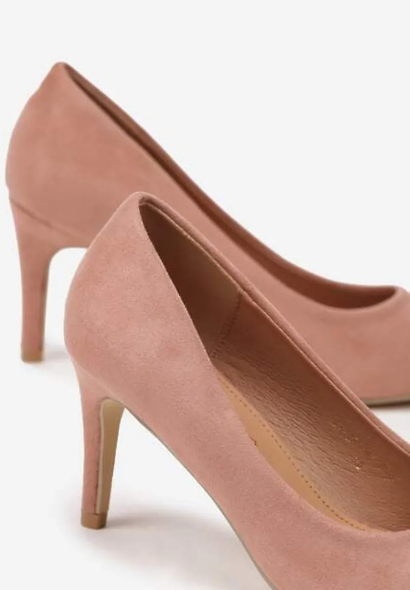 Różowe Casualowe Szpilki Vices z Wkładką ze Skóry Naturalnej Cleinae