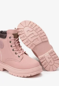 Różowe Casualowe Trapery Mocno Ocieplane Futrem Weriora