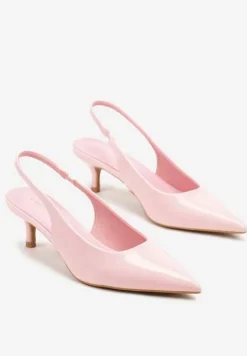 Różowe Czółenka Slingback Vices z Lakierowanym Połyskiem na Kaczuszce Sonwena