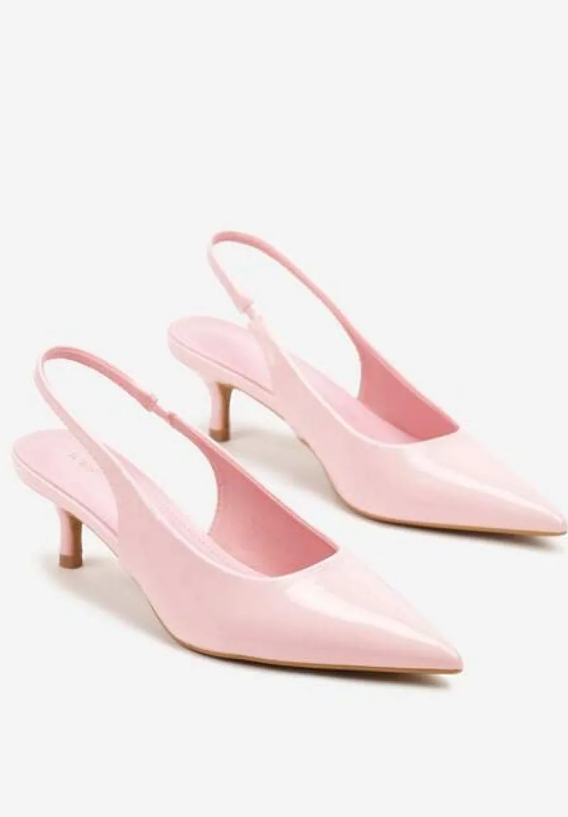 Różowe Czółenka Slingback Vices z Lakierowanym Połyskiem na Kaczuszce Sonwena
