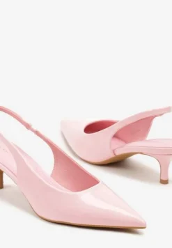 Różowe Czółenka Slingback Vices z Lakierowanym Połyskiem na Kaczuszce Sonwena