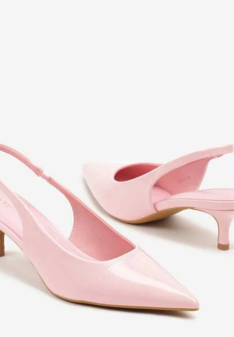 Różowe Czółenka Slingback Vices z Lakierowanym Połyskiem na Kaczuszce Sonwena