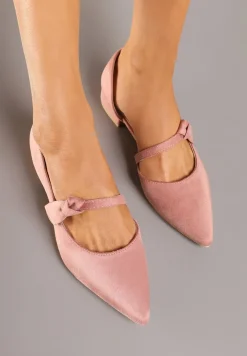 Różowe Czółenka Vices na Płaskiej Podeszwie ze Skórzaną Wkładką z Supełkiem Liliarine