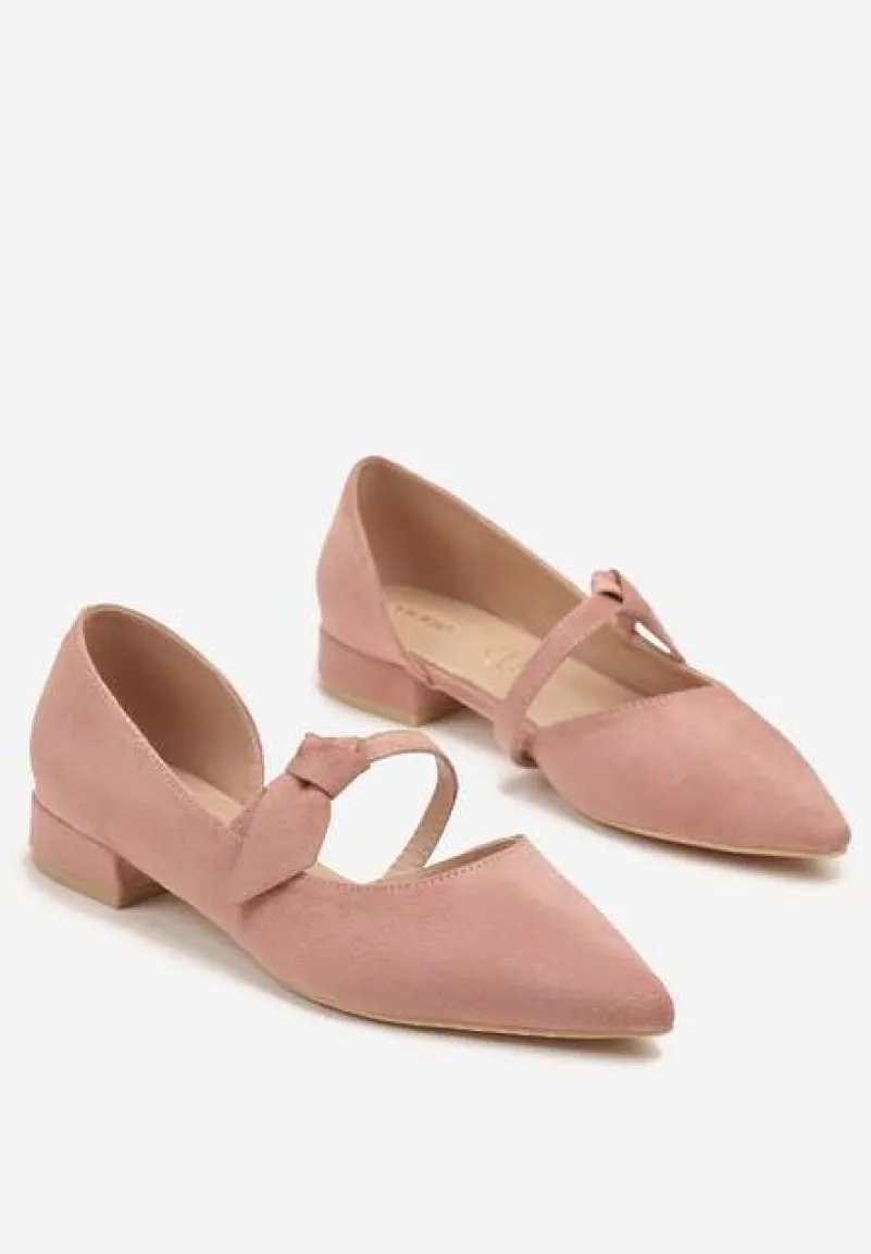 Różowe Czółenka Vices na Płaskiej Podeszwie ze Skórzaną Wkładką z Supełkiem Liliarine