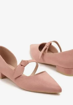Różowe Czółenka Vices na Płaskiej Podeszwie ze Skórzaną Wkładką z Supełkiem Liliarine