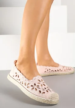 Różowe Espadryle Vices Ozdobione Ażurowym Wzorem i Ozdobną Plecionką Arivosa