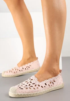 Różowe Espadryle Vices Ozdobione Ażurowym Wzorem i Ozdobną Plecionką Arivosa