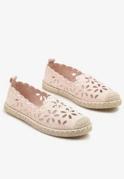 Różowe Espadryle Vices Ozdobione Ażurowym Wzorem i Ozdobną Plecionką Arivosa