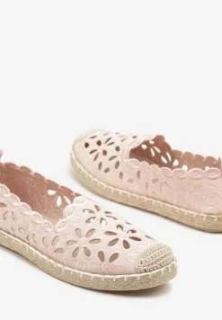 Różowe Espadryle Vices Ozdobione Ażurowym Wzorem i Ozdobną Plecionką Arivosa