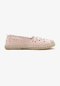 Różowe Espadryle Vices z Ażurową Cholewką i Plecionym Sznurkiem Arivoni