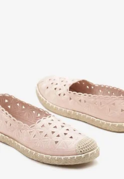Różowe Espadryle Vices z Ażurową Cholewką i Plecionym Sznurkiem Arivoni