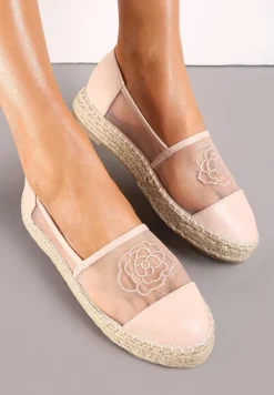 Różowe Espadryle z Cholewką z Siatki na Podeszwie ze Sznurka Chenthe