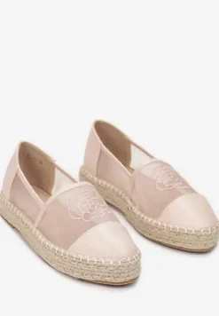 Różowe Espadryle z Cholewką z Siatki na Podeszwie ze Sznurka Chenthe