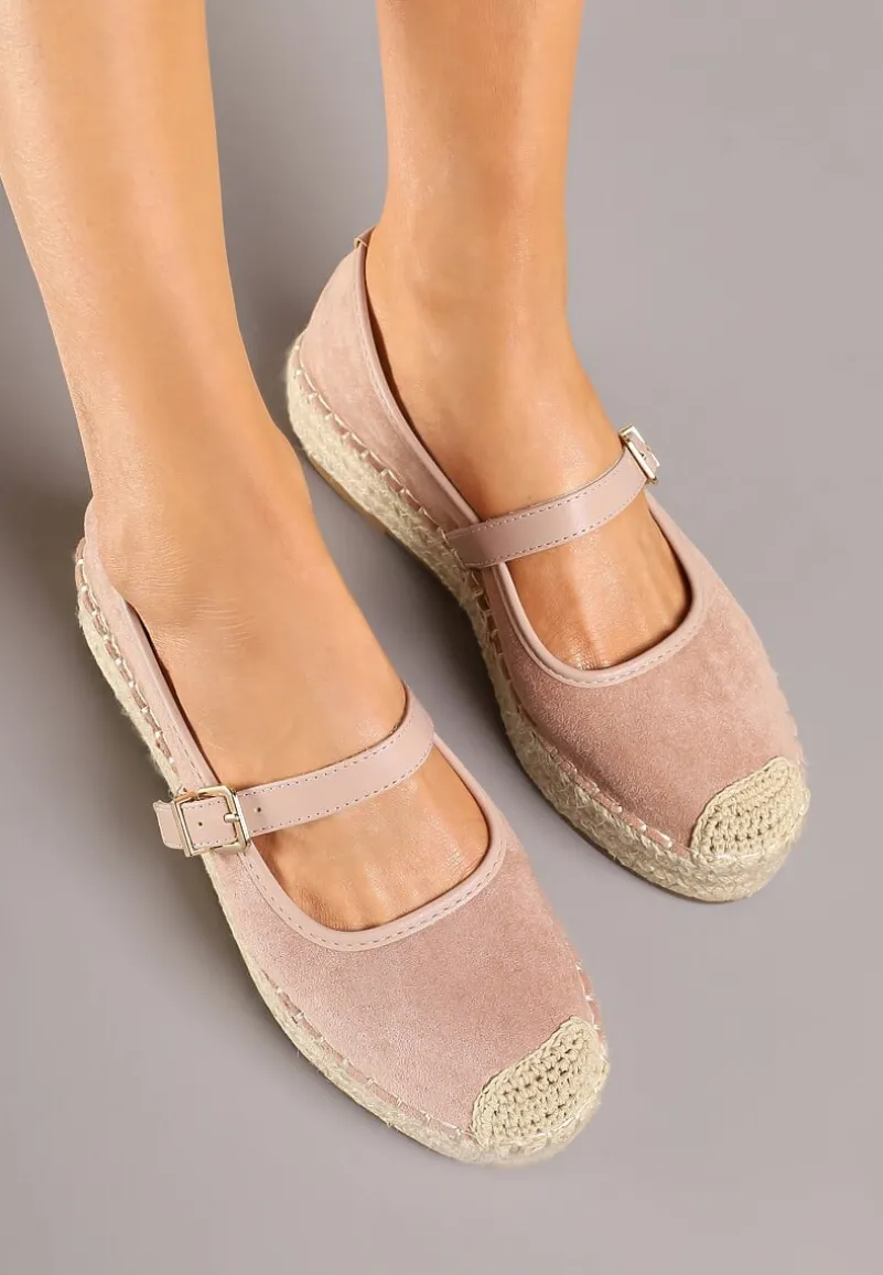 Różowe Espadryle z Plecionką i Paskiem Fevolise