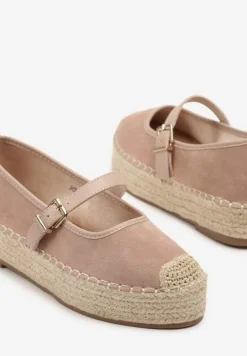 Różowe Espadryle z Plecionką i Paskiem Fevolise