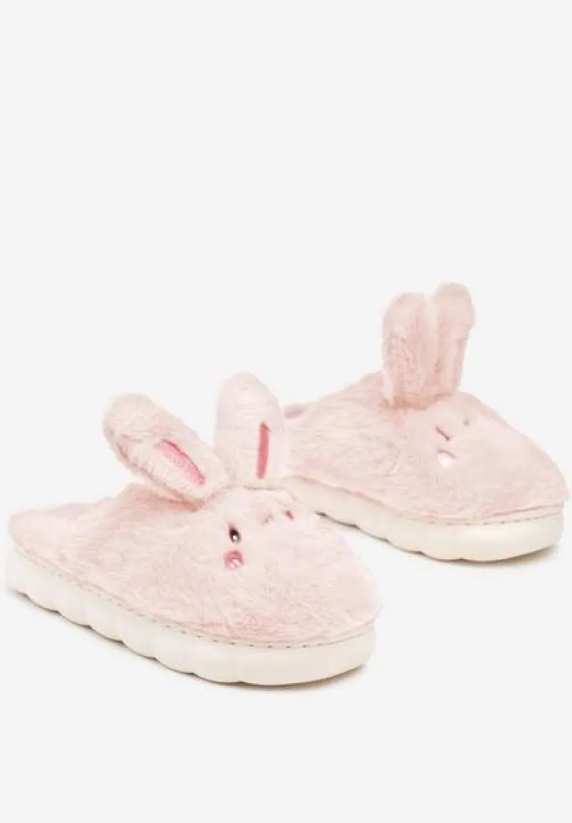Różowe Futrzane Kapcie Vices na Platformie z Tłoczeniem w Stylu Królika Adarevia