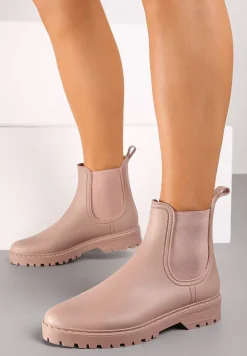 Różowe Kalosze Sztyblety na Płaskiej Podeszwie Irinndria