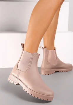 Różowe Kalosze Sztyblety na Płaskiej Podeszwie Irinndria