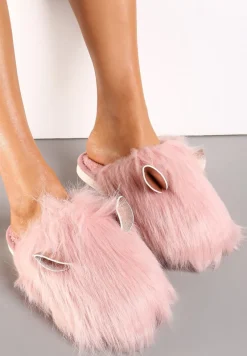Różowe Kapcie Futrzane z Uszkami Ayuvei