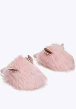 Różowe Kapcie Futrzane z Uszkami Ayuvei