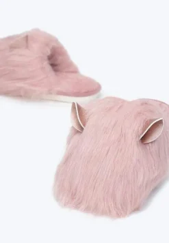 Różowe Kapcie Futrzane z Uszkami Ayuvei
