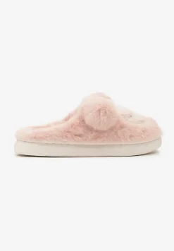 Różowe Kapcie na Grubej Podeszwie Wykończone Futrem i Aplikacją Imitującą Owieczkę Seathlin