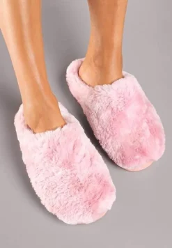 Różowe Kapcie na Płaskiej Podeszwie z Futerkiem Leranna