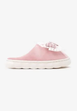 Różowe Kapcie Vices na Grubej Podeszwie z Ozdobną Kokardą Tinnella