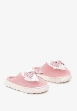 Różowe Kapcie Vices na Grubej Podeszwie z Ozdobną Kokardą Tinnella
