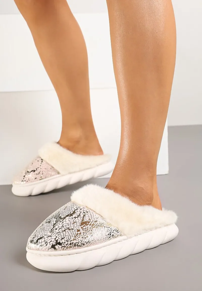 Różowe Kapcie Vices na Piankowej Podeszwie Zdobione Futrem Eleadraea