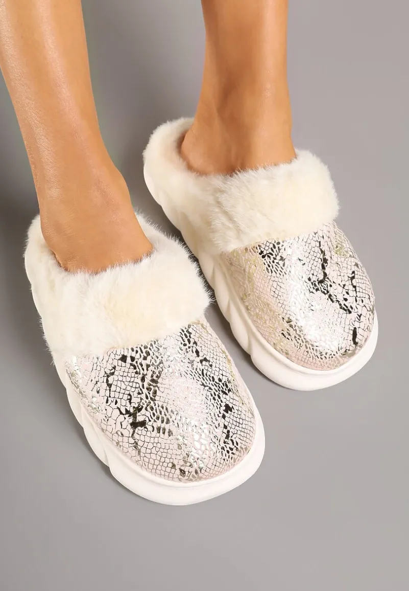 Różowe Kapcie Vices na Piankowej Podeszwie Zdobione Futrem Eleadraea