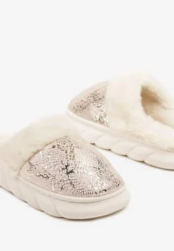 Różowe Kapcie Vices na Piankowej Podeszwie Zdobione Futrem Eleadraea