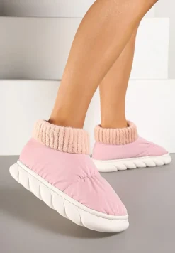 Różowe Kapcie Vices na Piankowej Podeszwie z Pikowaną Cholewką Velavina