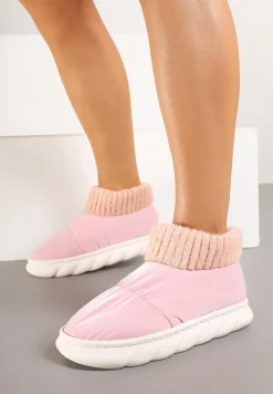 Różowe Kapcie Vices na Piankowej Podeszwie z Pikowaną Cholewką Velavina