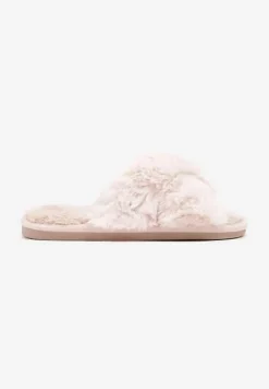 Różowe Kapcie Vices z Futerka ze Skrzyżowanymi Paskami Selanthra