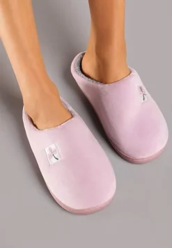 Różowe Kapcie Vices z Weluru na Płaskiej Podeszwie Cellia