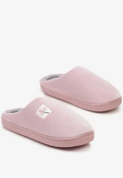 Różowe Kapcie Vices z Weluru na Płaskiej Podeszwie Cellia
