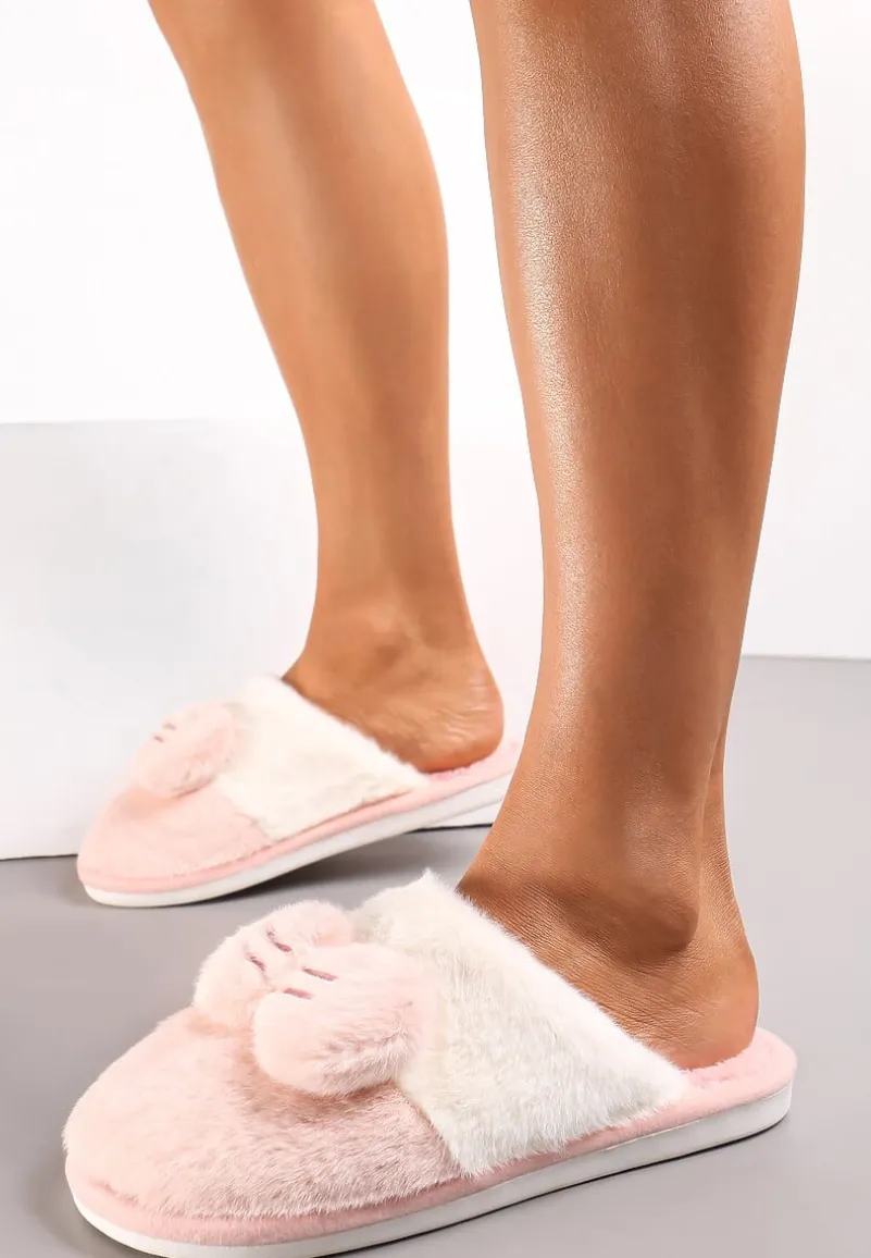 Różowe Kapcie z Futerka Ozdobione Wypukłą Kokardką Eduvixes