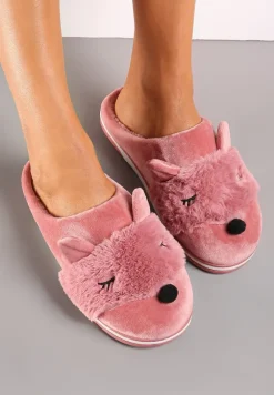 Różowe Kapcie z Futerkiem i Imitacją Uszu Bervenka