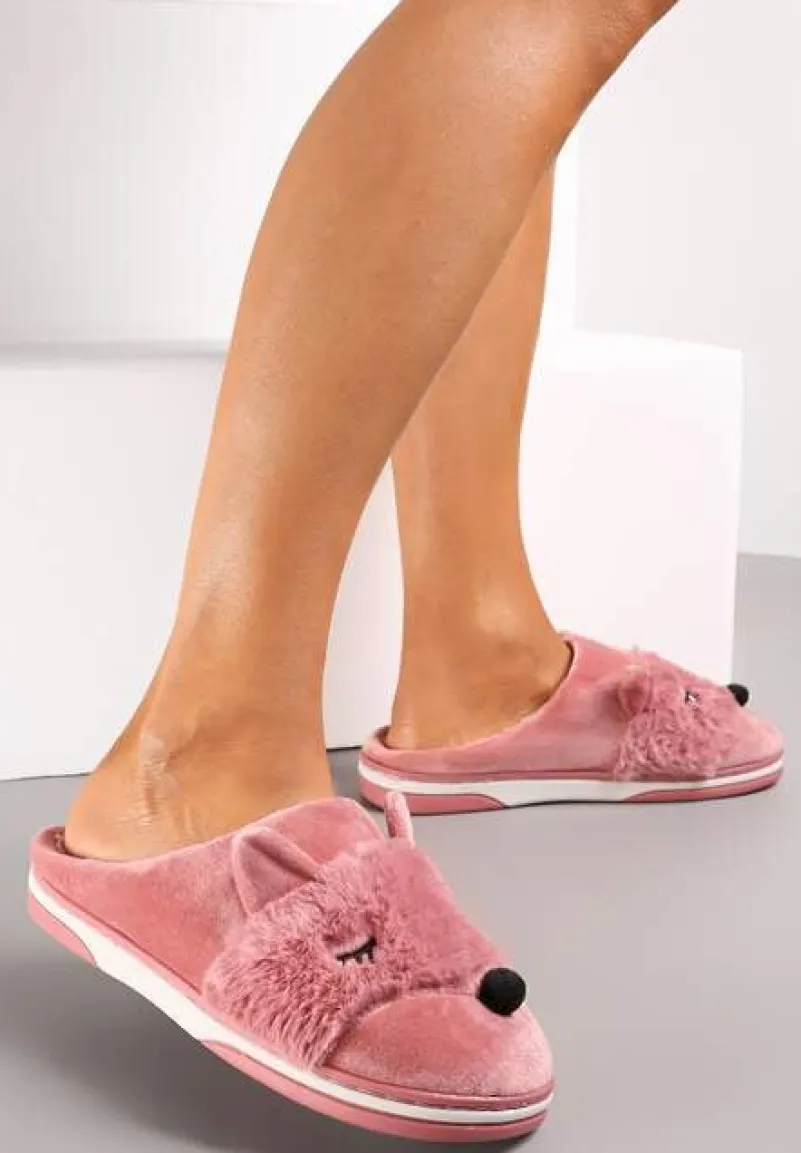 Różowe Kapcie z Futerkiem i Imitacją Uszu Bervenka