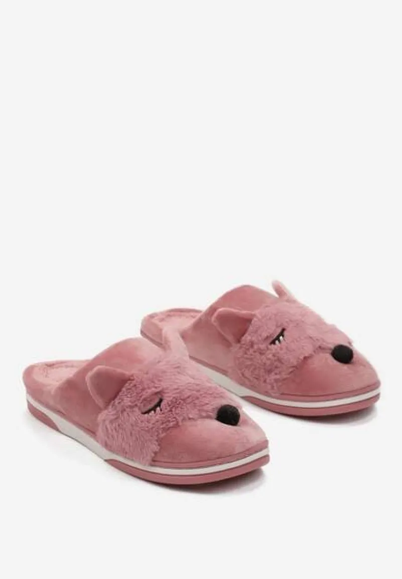 Różowe Kapcie z Futerkiem i Imitacją Uszu Bervenka