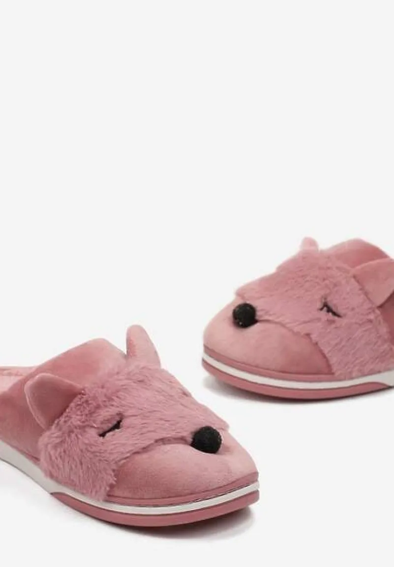 Różowe Kapcie z Futerkiem i Imitacją Uszu Bervenka