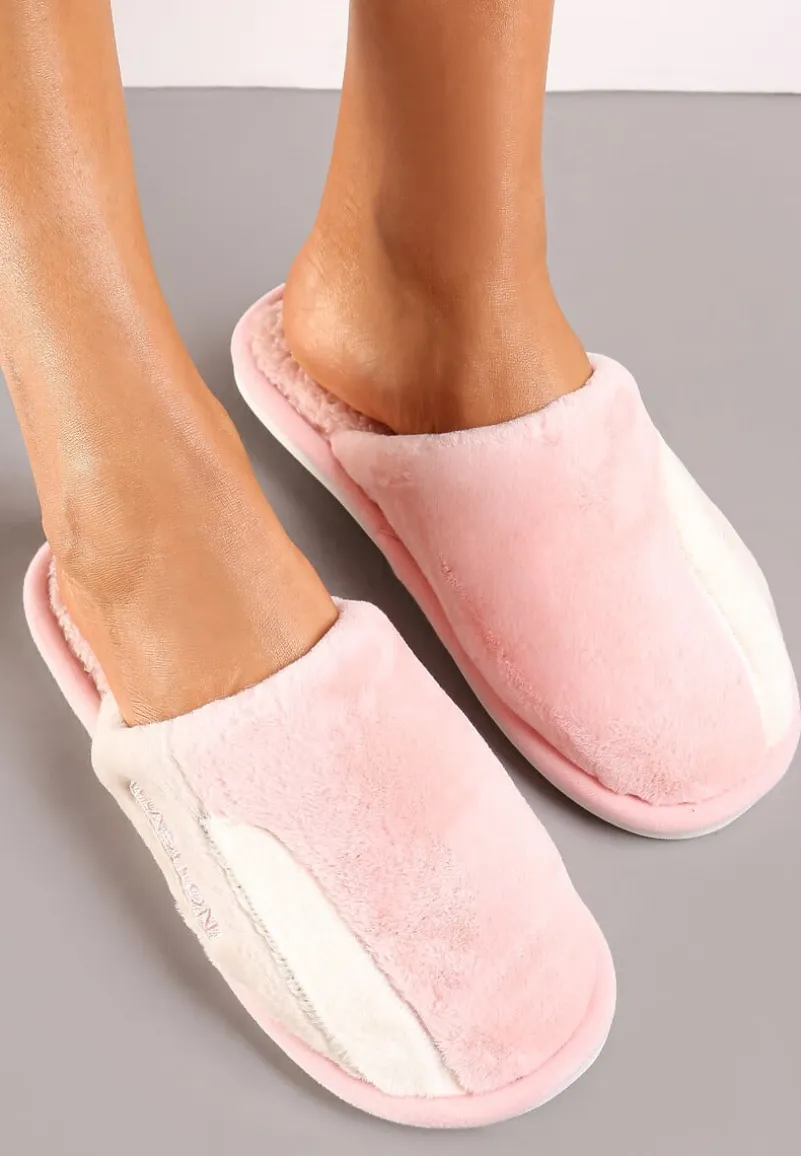 Różowe Kapcie z Futerkiem i Naszywką Ylitalo