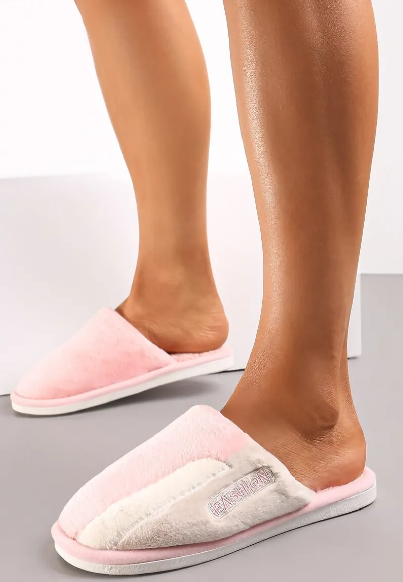 Różowe Kapcie z Futerkiem i Naszywką Ylitalo