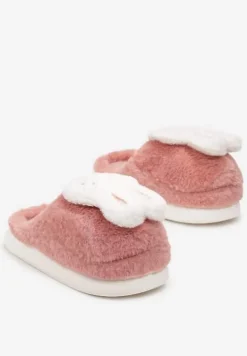 Różowe Kapcie z Futerkiem i Ozdobnym Królikiem Alembia